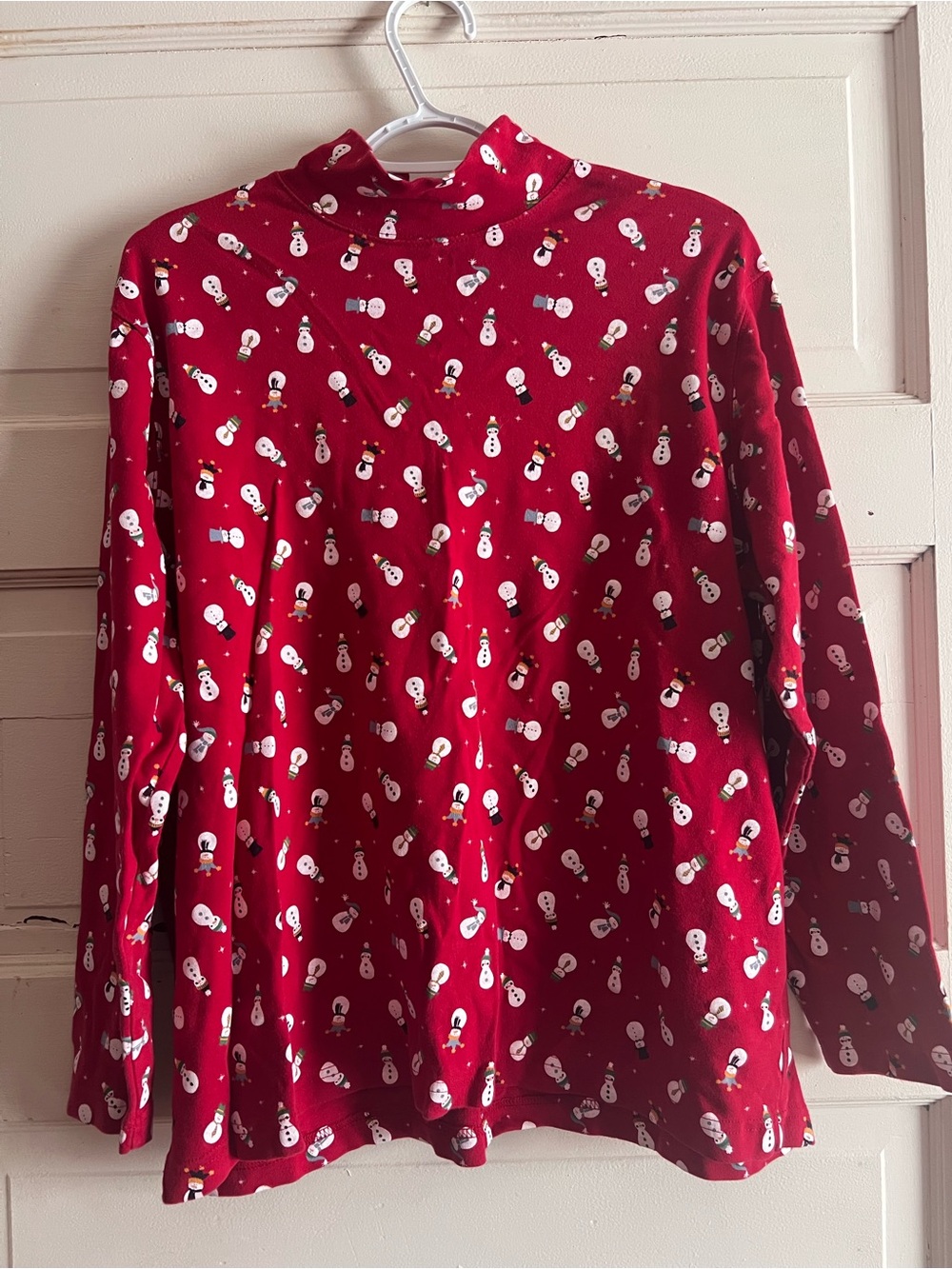 St. John's Bay Red Long-Sleeve Snowman Print Top
